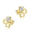 Leaf Clover Shaped CZ Silver Stud Earring STS-5150